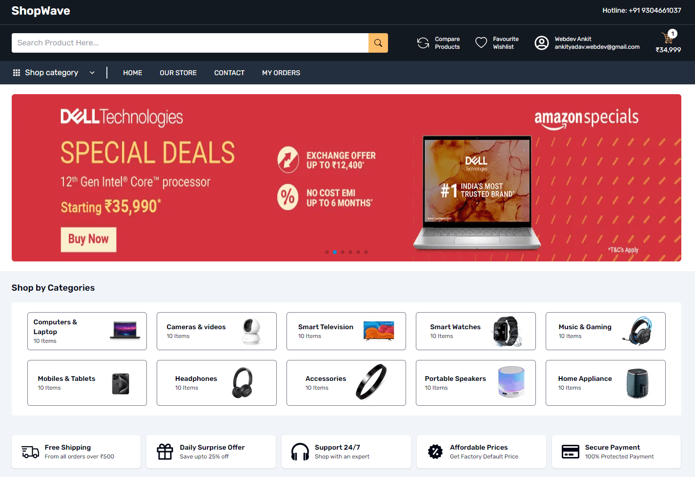 ShopWave - Fullstack (Next.js) E-commerce Project